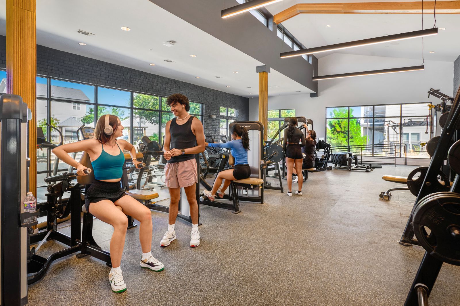 Two people working out in the gym